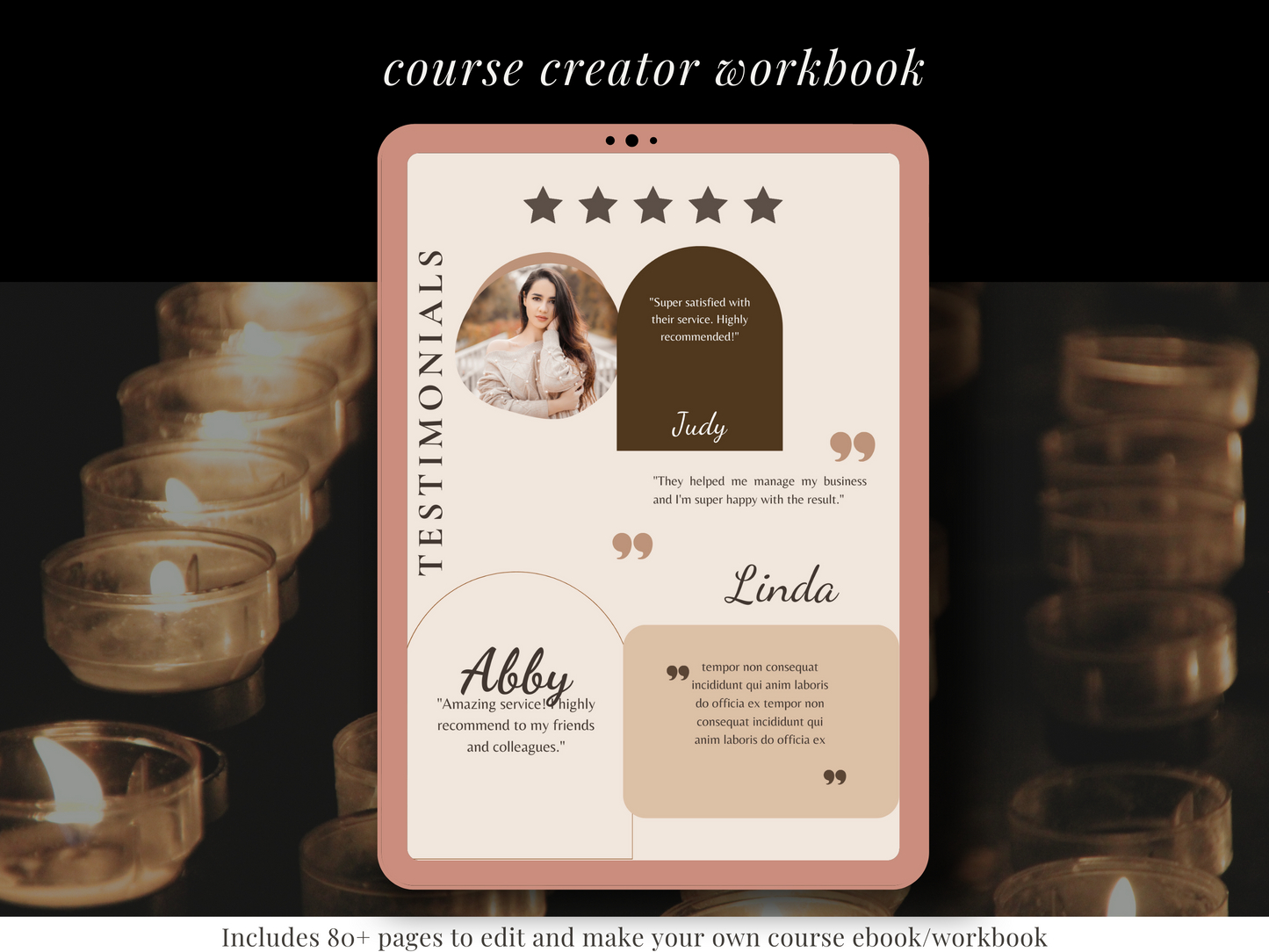 With this Canva eBook template, you can create a course workbook in minutes. This template includes a lead magnet, checklist, and more! So whether you're looking to create a course for your blog or online course, this template is perfect for you